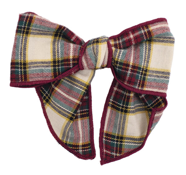 Calamaro Burgundy and Oatmeal Tartan Bow