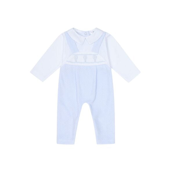 Deolinda blue all in one dungaree style suit without feet