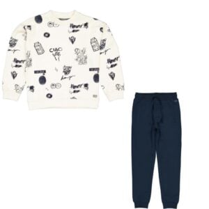 Quapi White Sketch Hoodie Set