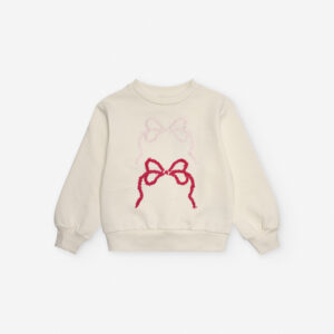 zippy round neck sweater with pink bow pattern