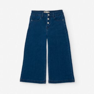 zippy wide leg button blue denim pants