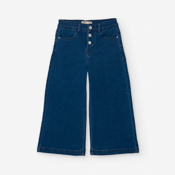 zippy wide leg button blue denim pants