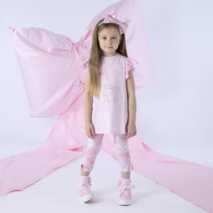 A Dee Ria Bow Print Legging Set - Pink Blossom