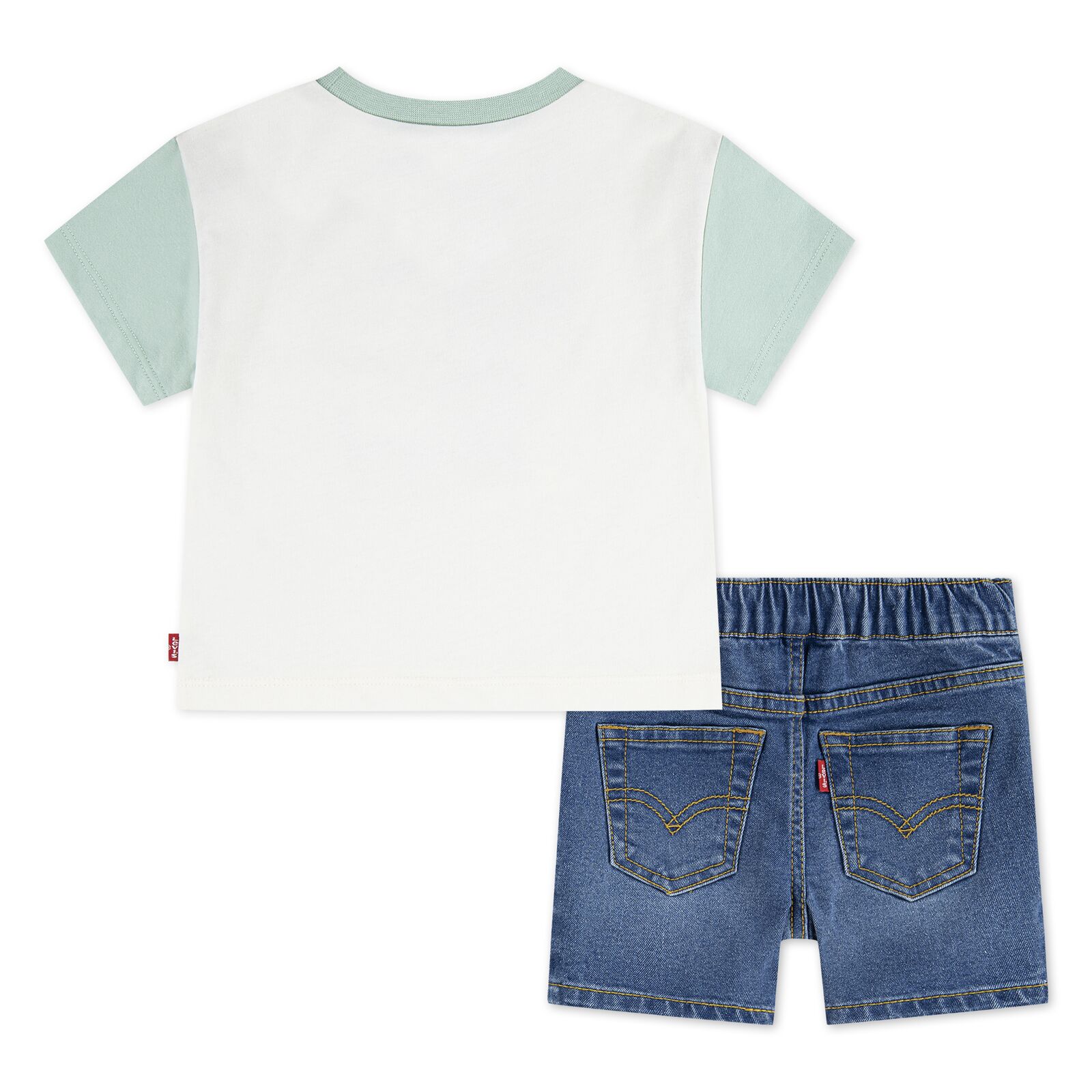 Levi's Ivory Bear Graphic T-Shirt & Blue Denim Shorts Set - Image 3