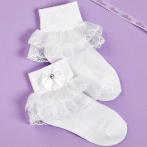 Peridot Macy White Frill Ankle Socks (7-10yrs)