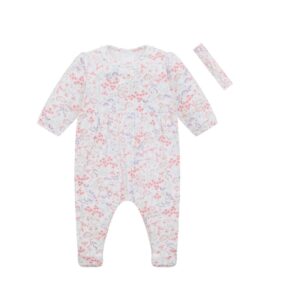 Emile et Rose Lacey Girls Floral Print Babygrow & Hairband