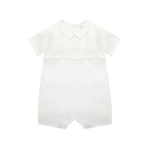 Emile et Rose Leon Boys White Smart Cotton Romper