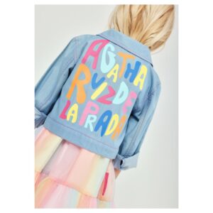 Agatha Ruiz De La Prada Baby Blue Cotton Chambray Jacket with Colourful Logo Print