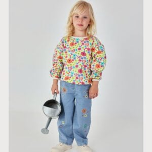 Boboli Wide Leg Jean and Sweater Set