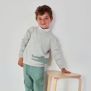 Boboli Cocodrile Round Neck Knit Pullover