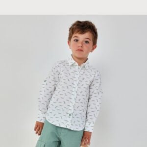 Boboli Cocodrile Poplin Print Shirt