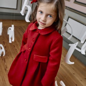 Patachou Red Felted Coat with Velvet Trims