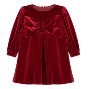Patachou Red Velour Dress with Bow