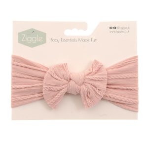 Ziggle Rose Pink Top Bow Turban Headband