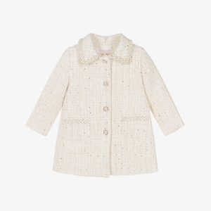 Patachou Ivory Tweed Coat with Sequin